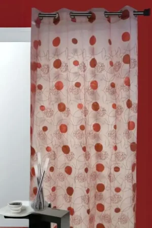Acheter Direct Voilage rouge motifs brodés