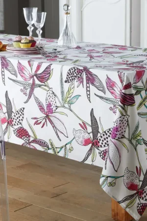 Populaire Nappe enduite aux fleurs exotiques