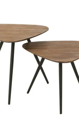 Lot de 2 tables triangle recyclées en teck naturel Promotion Saisonnière
