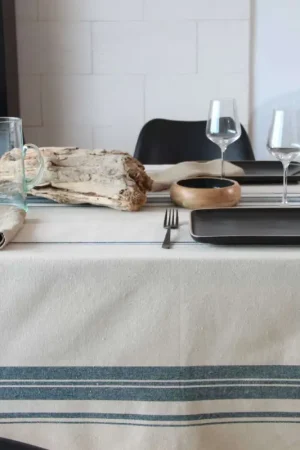 Prix Promo Nappe Rustique Chic Coton LavéCarré Prunelle