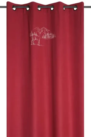 Rideau cerf esprit chalet effet laine brodé Bon Marché