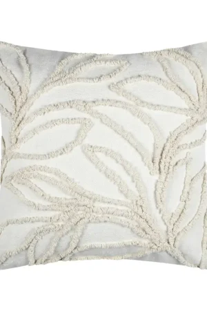 Remise Coussin carré effet matière brodé de feuilles
