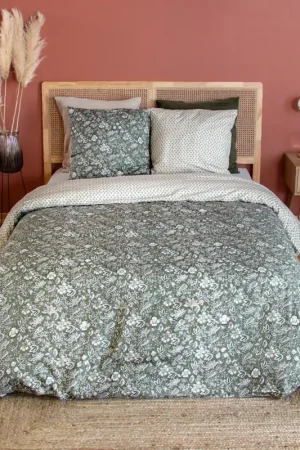 Parure de lit 3 pièces réversible motif floral Prix Bas