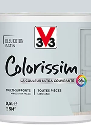 Peinture Multi-supports V33 Colorissim Satin Bleu coton Bon Plan