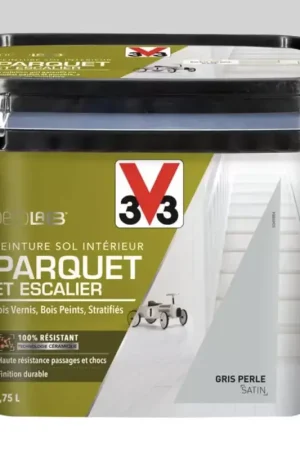 Peinture Sol Parquet Escalier V33 Déco LAB Gris perle Populaire