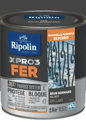 Réduction Peinture fer glycéro Ripolin XPRO3 Fer Brillant Brun Normand