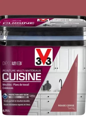 Seulement Aujourd'hui Peinture Multi-Matériaux Cuisine V33 Déco LAB Rouge Cerise Satin