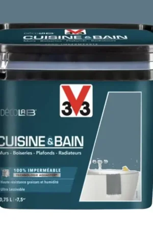 Prix Cassé Peinture 100% imperméable Cuisine & bain V33 DécoLAB Bleu Profond