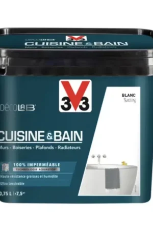 Peinture 100% imperméable Cuisine & bain V33 DécoLAB Blanc Satisfait Ou Remboursé