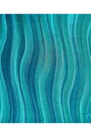 Nappe en PVC avec protège table Waves bleue 140 cm au mètre JOY@HOME Bon Marché