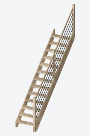 Escalier en chêne Milan droit avec rampe à lisses 280 x 82 cm SOGEM Pas Cher