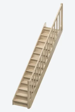Expédié Aujourd'hui Escalier en chêne Milan droit avec rampe à balustres moulurés 280 x 82 cm SOGEM