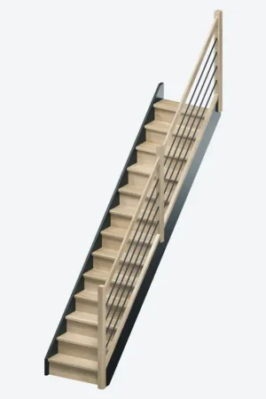 Escalier en chêne Liverpool droit avec rampe à lisses 280 x 82 cm SOGEM Achat Immédiat