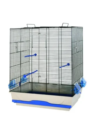 Cage Ambra pour oiseau beige et noire 56,5 x 36,5 x 74 cm MPS Pas Cher
