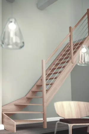 Commander Maintenant Escalier en hêtre Nevada 1/4 tournant droit SOGEM