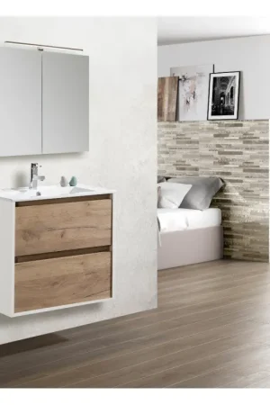 Livraison Express Ensemble de salle de bain Melanie Plus chêne et blanc 60 cm THYS