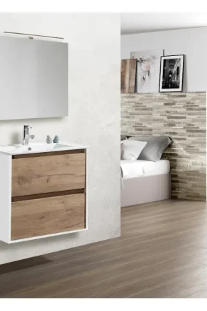 Ensemble de salle de bain Melanie chêne et blanc 80 cm THYS Prix Bas