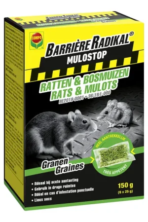 Jusqu'à Épuisement Des Stocks Sachet d'avoine décortiquée anti-rats et anti-souris Barrière Radikal 6 pièces COMPO