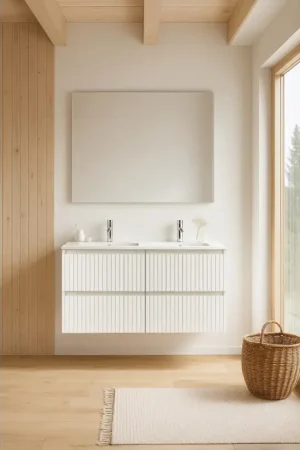 Expédition Rapide Ensemble de salle de bain Manhattan blanc brillant 120 cm THYS