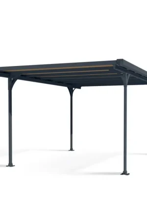 Carport en aluminium Verona gris foncé 8,9 m² Super Prix