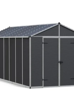 Affaire À Saisir Abri de jardin en résine Rubicon gris 2,37 x 5,28 x 2,35 m CANOPIA