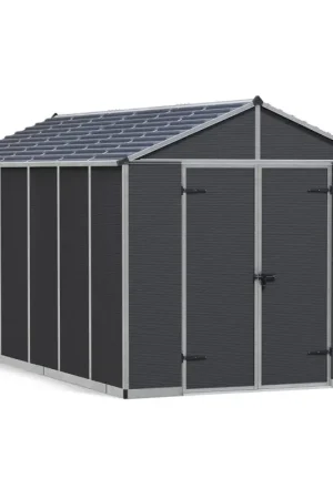 Abri de jardin en résine Rubicon gris 2,37 x 4,53 x 2,35 m CANOPIA Promotion