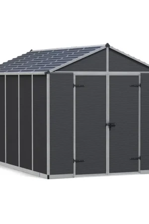 Abri de jardin en résine Rubicon gris 2,37 x 3,77 x 2,32 m CANOPIA Nouvel Arrivage