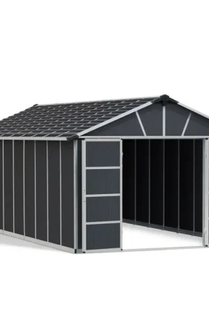 Abri de jardin en résine Yukon gris 3,32 x 6,43 x 2,52 m CANOPIA Authentique