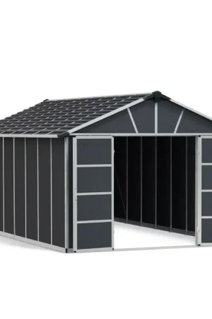 Abri de jardin en résine Yukon gris 3,32 x 5,19 x 2,52 m CANOPIA Nouvel Arrivage