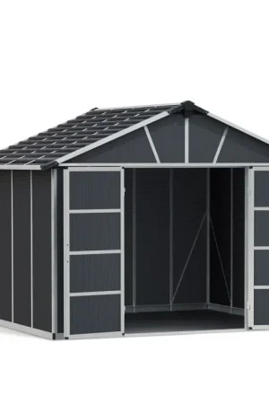 Abri de jardin en résine Yukon gris 3,32 x 3,02 x 2,52 m CANOPIA Expédié Aujourd'hui