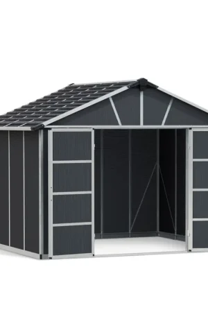 Abri de jardin en résine Yukon gris 3,32 x 2,71 x 2,52 m CANOPIA Livraison Express