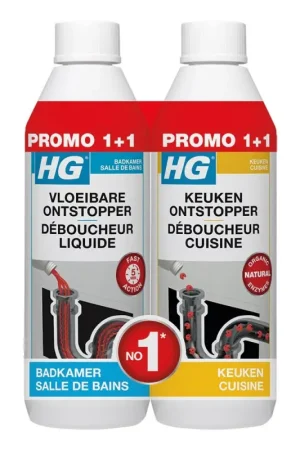 Pack déboucheur liquide et déboucheur cuisine 0,5 L 2 pièces HG Vente Directe