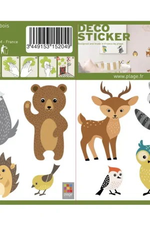 Planche de stickers Mini Animaux des bois Retour Gratuit