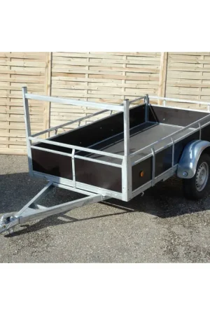 Remorque simple essieu en métal et bois 257 x 132 cm CUSTAFER Acheter En Ligne