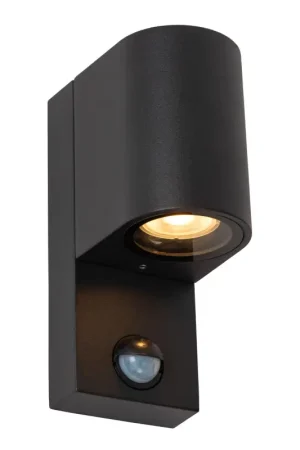 Applique extérieure Zaro ronde noire avec détecteur de mouvement GU10 7 W LUCIDE Achat Immédiat
