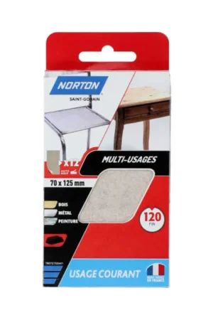 Bon Plan Papier abrasif G120 7 x 12,5 cm 12 pièces NORTON