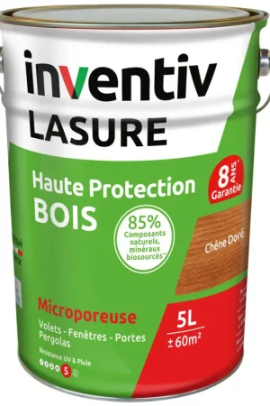Meilleur Prix Lasure pour bois Haute Protection Bio chêne doré 5 L INVENTIV