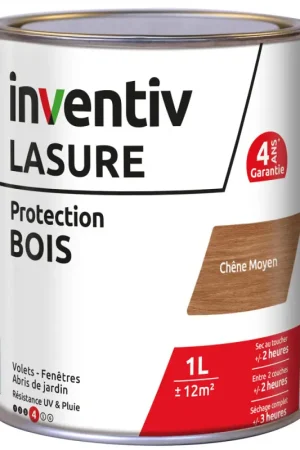 Promotion Saisonnière Lasure pour bois Protection chêne moyen 1 L INVENTIV