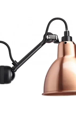 Affaire À Saisir Lampe Gras applique N°304 bras noir avec câble et réflecteur cuivre