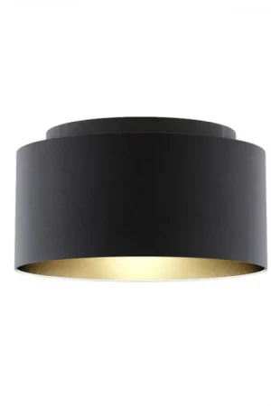Abat-jour DOUBLE 55/30 Polycoton noir/feuille dorée max. 23W Paiement Sécurisé