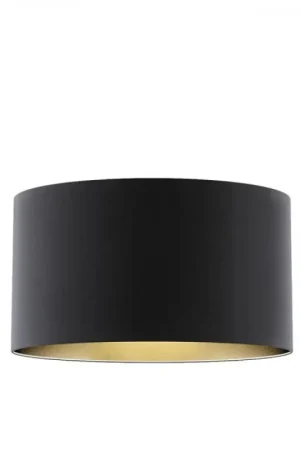 Abat-jour RON 55/30 Polycoton noir/feuille dorée max. 23W Dernière Chance