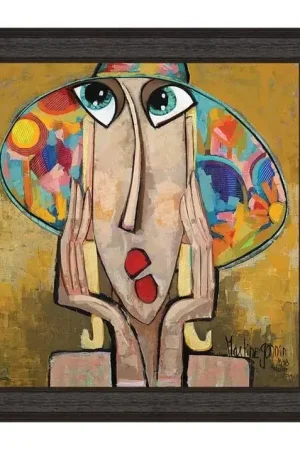LA FILLE AU CHAPEAU FLEURI 80X80 Livraison Express