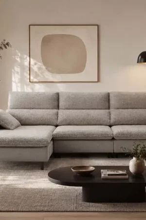 Achat Immédiat CANAPÉ D'ANGLE TISSU AVEC ASSISES COULISSANTES