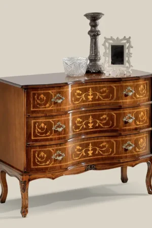 Commode de style classique en bois avec 3 tiroirs Made in Italy - Élégant Authentique