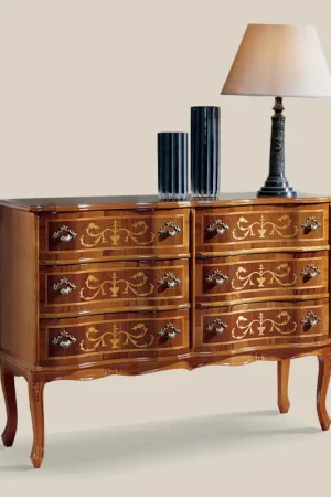 Bon Plan Commode de style classique en bois avec 6 tiroirs Made in Italy - Élégant