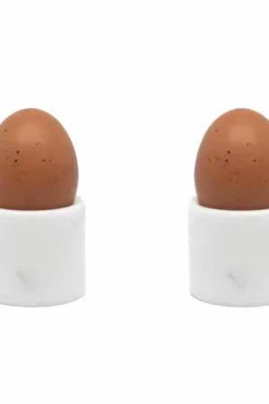 Prix Cassé Coquetier Design en Marbre de Carrare Blanc Fabriqué en Italie, 2 Pièces - Picca