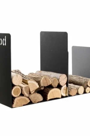 Must-Have Double support bois en acier noir avec décoration latérale moderne - Altano1