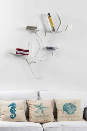Étagère murale blanche de design moderne Carol, faite en Italie Livraison Express