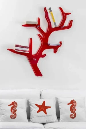 Marque Étagère murale rouge de design moderne Carol, faite en Italie