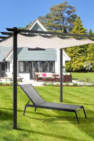 Vente Flash Gazebo en aluminium peint aux poudres époxy et toile coulissante - Manger